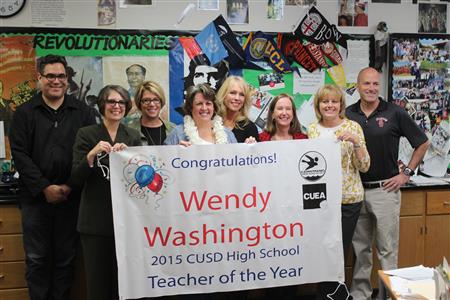 Wendy Washington receiving an award for teaching (http://www.sanclementetimes.com/schss-wendy-washin (Staff of San Clemente High School))
